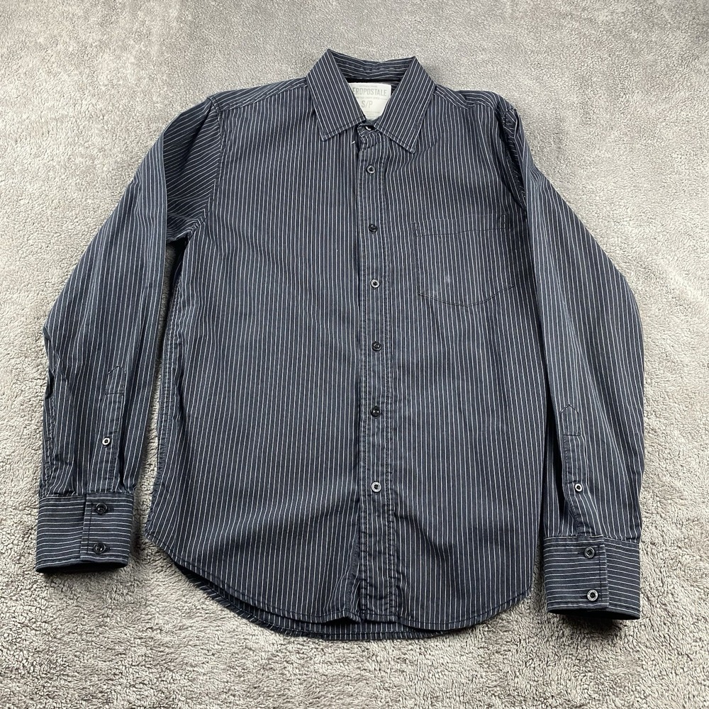 Aeropostale Dress Shirt Mens Small Black White Stripes Button Up Long Sleeve